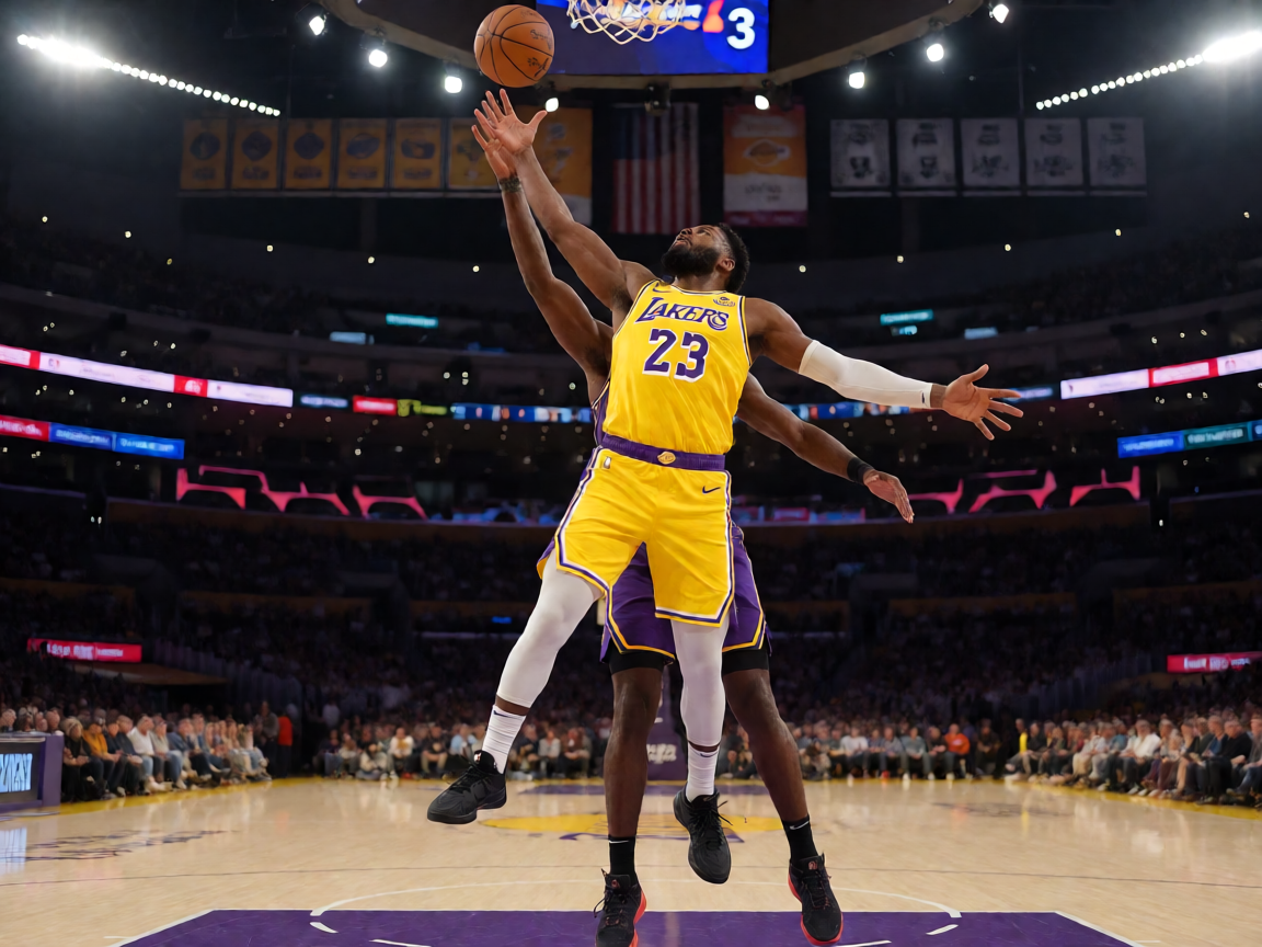 NBA常规赛激烈对抗场面 - 球员争抢篮板球瞬间